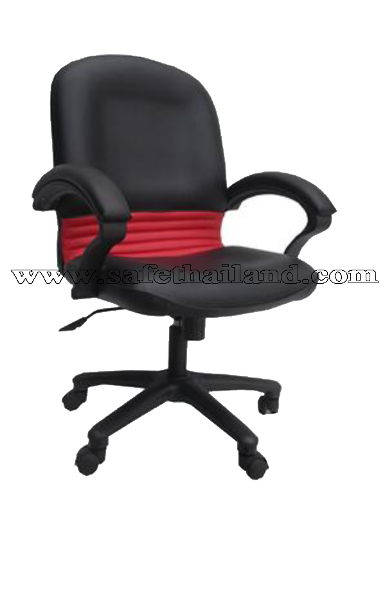 เก้าอี้สำนักงาน รุ่น PCN-811 A บุหนังคาดแดง ปรับระดับ โช๊คแก๊ส